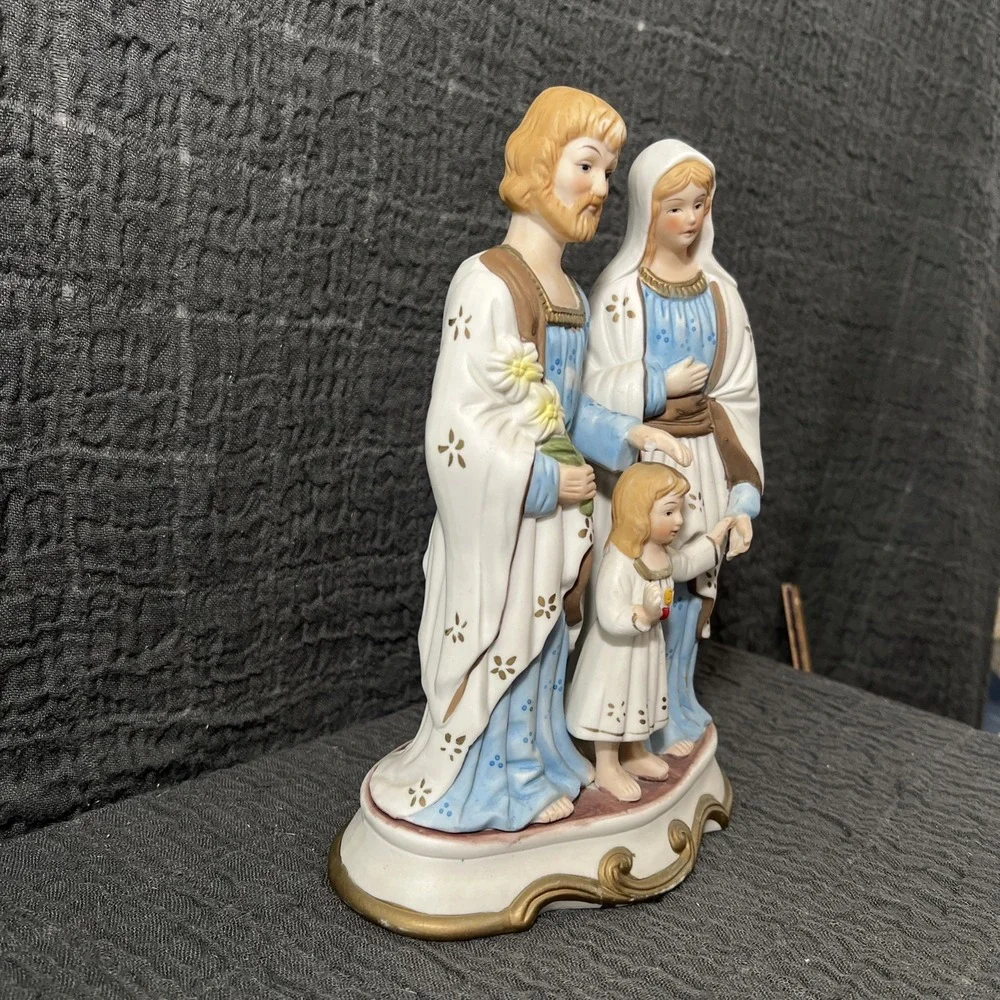 Vintage  Large Holy Family Joseph Mary Baby Jesus‎ Porcelain Statue Holy - Picture 6 of 10